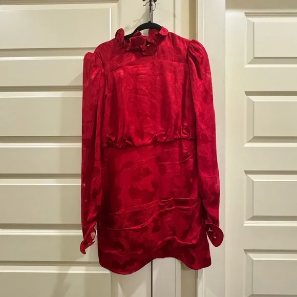 NWOT Saloni Rina Print Silk Blend Minidress Size 8 never worn Red - Picture 3 of 4